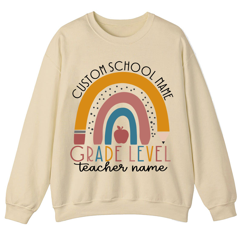 Personalized Name Rainbow Apple Teacher Sweatshirt