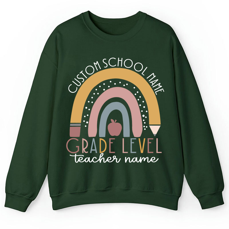 Personalized Name Rainbow Apple Teacher Sweatshirt