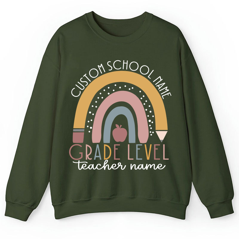 Personalized Name Rainbow Apple Teacher Sweatshirt