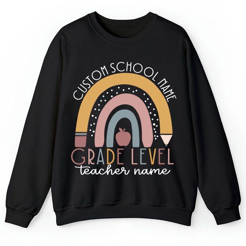 Personalized Name Rainbow Apple Teacher Sweatshirt