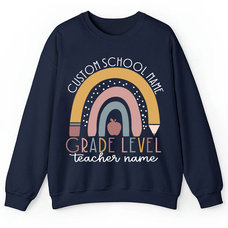 Personalized Name Rainbow Apple Teacher Sweatshirt