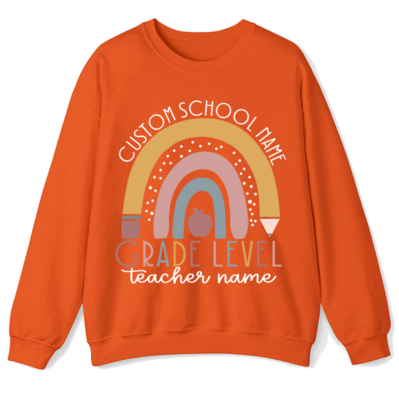 Personalized Name Rainbow Apple Teacher Sweatshirt