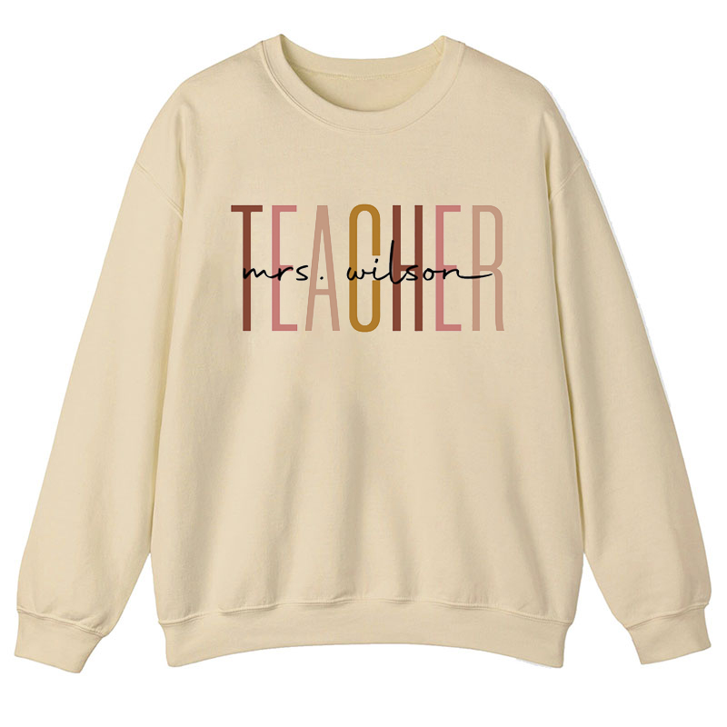 Personalized Name Simple Teacher Sweatshirt