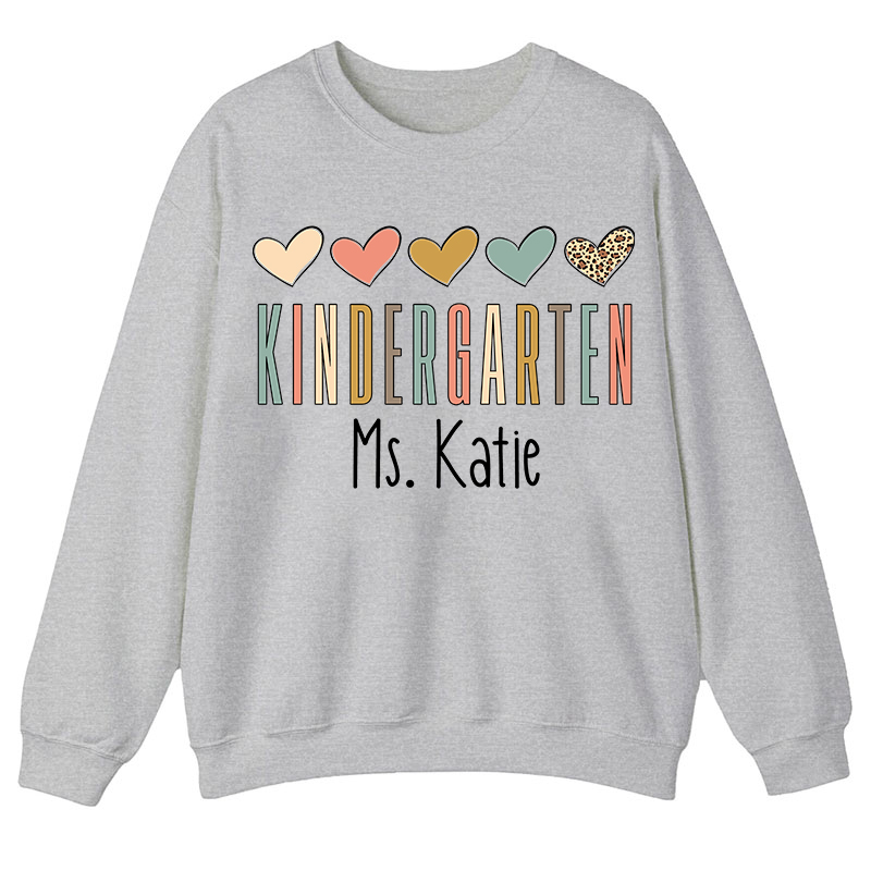 Personalized Name Colorful Heart Teacher Sweatshirt
