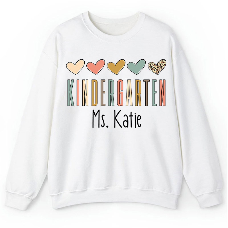 Personalized Name Colorful Heart Teacher Sweatshirt