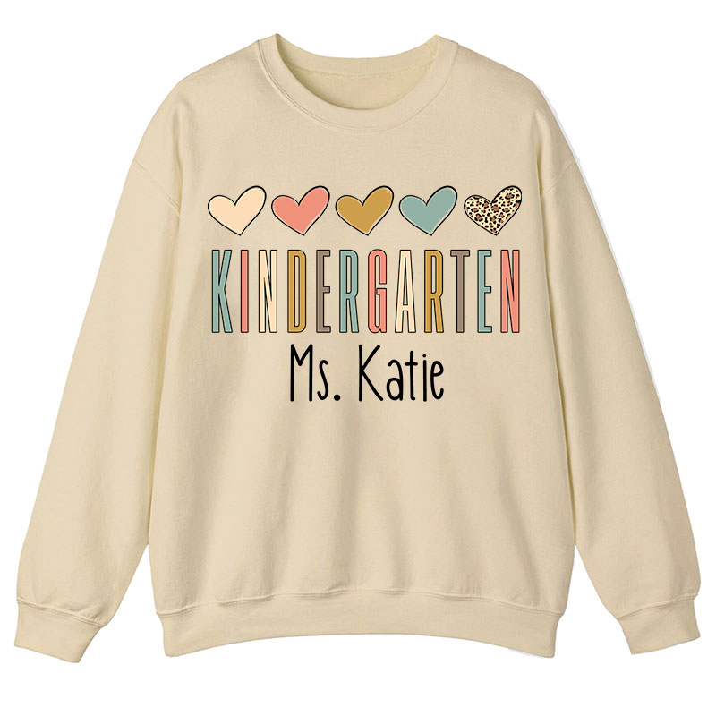 Personalized Name Colorful Heart Teacher Sweatshirt