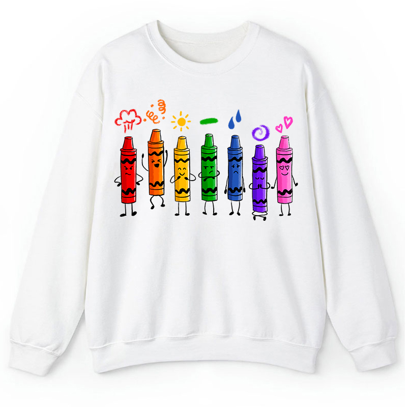 Mood Color Crayons Teacher Sweatshirt