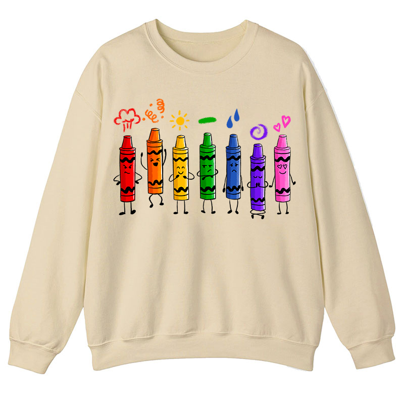Mood Color Crayons Teacher Sweatshirt