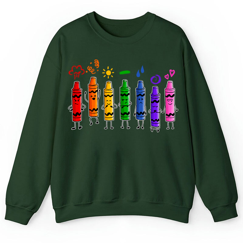 Mood Color Crayons Teacher Sweatshirt