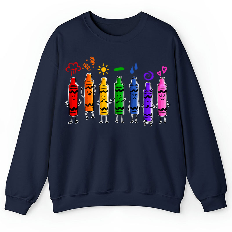 Mood Color Crayons Teacher Sweatshirt