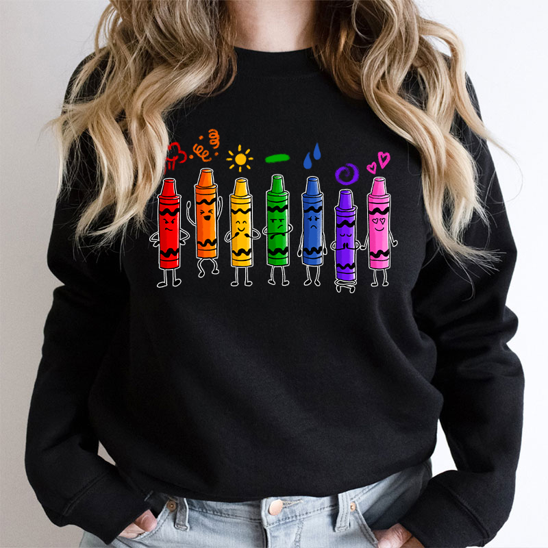 Mood Color Crayons Teacher Sweatshirt