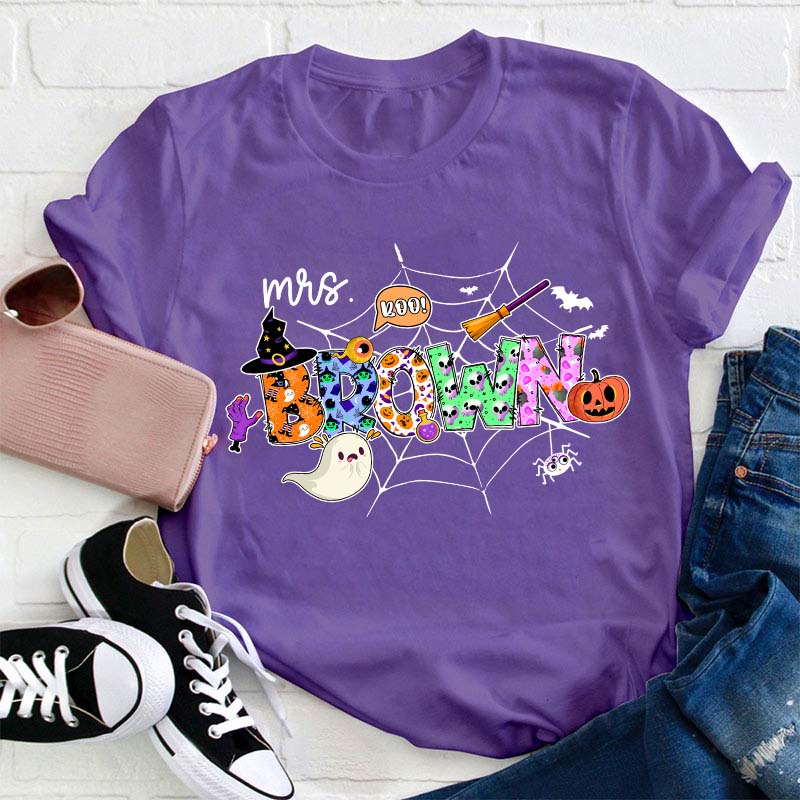 Personalized Name Halloween Crew Teacher T-Shirt