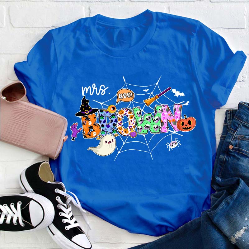 Personalized Name Halloween Crew Teacher T-Shirt