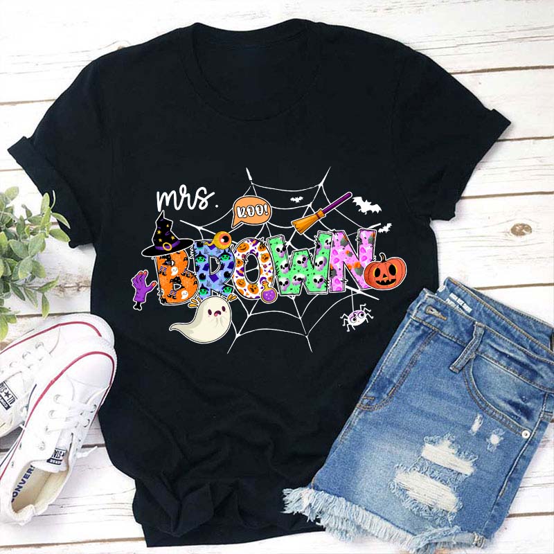 Personalized Name Halloween Crew Teacher T-Shirt
