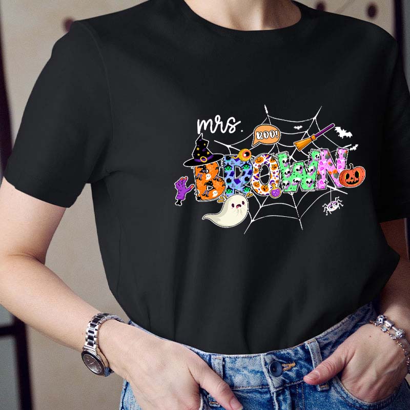 Personalized Name Halloween Crew Teacher T-Shirt