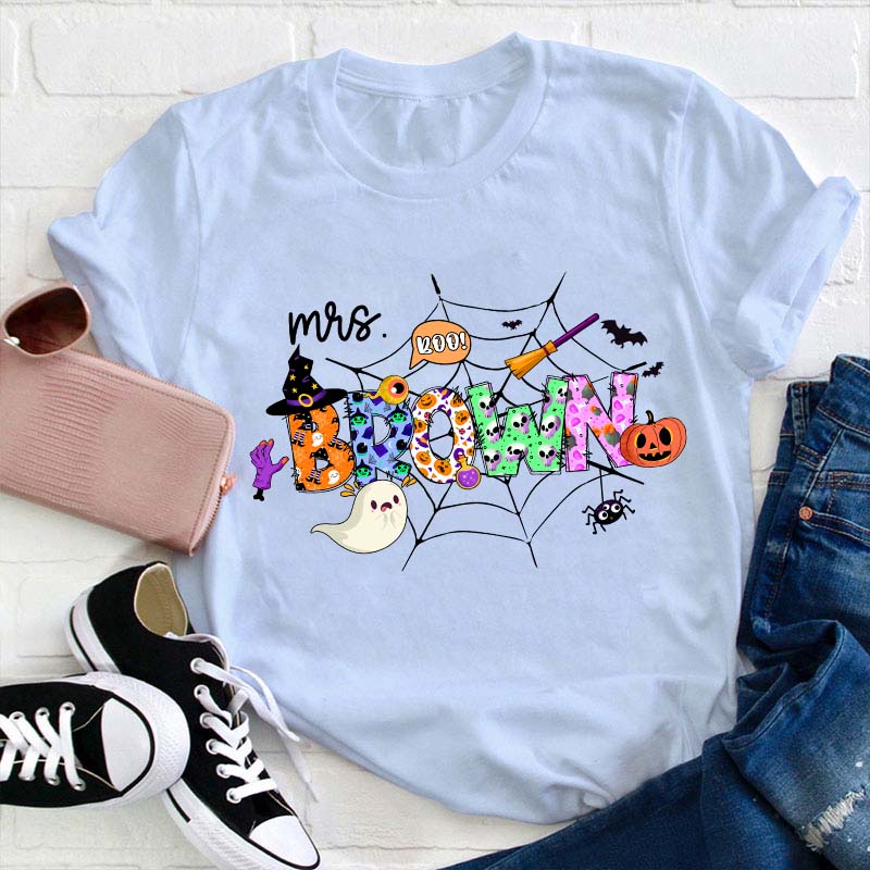Personalized Name Halloween Crew Teacher T-Shirt