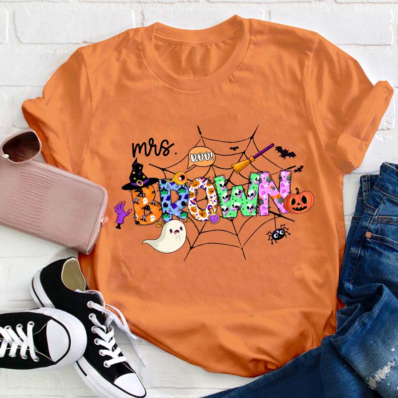 Personalized Name Halloween Crew Teacher T-Shirt