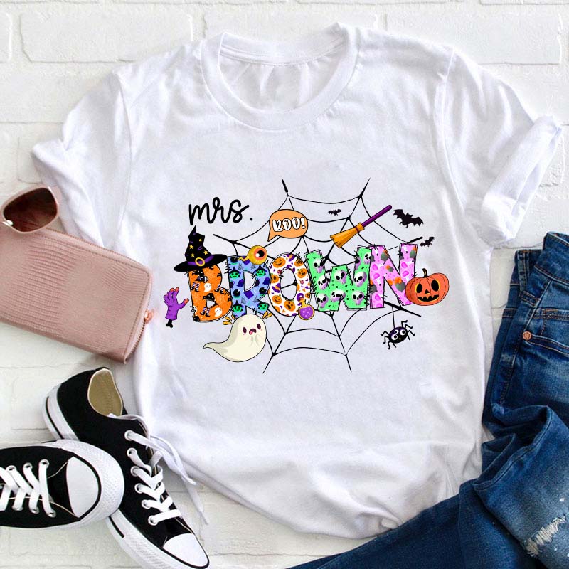 Personalized Name Halloween Crew Teacher T-Shirt