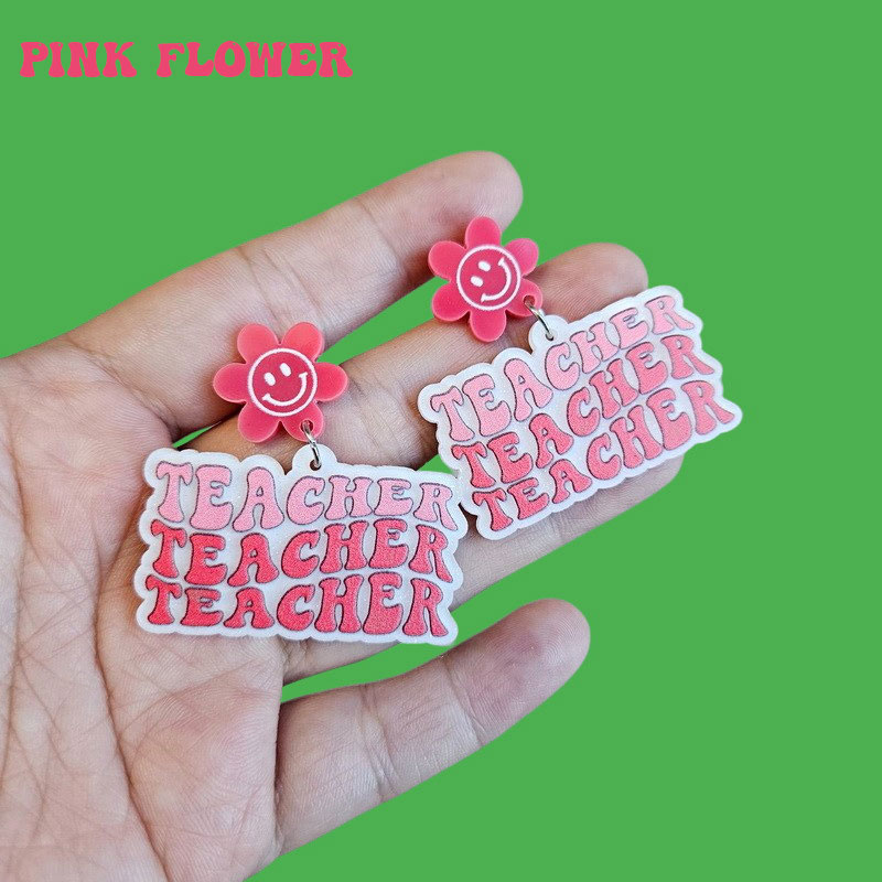 Colorful Teacher Life Flower Teacher Acrylic Earrings