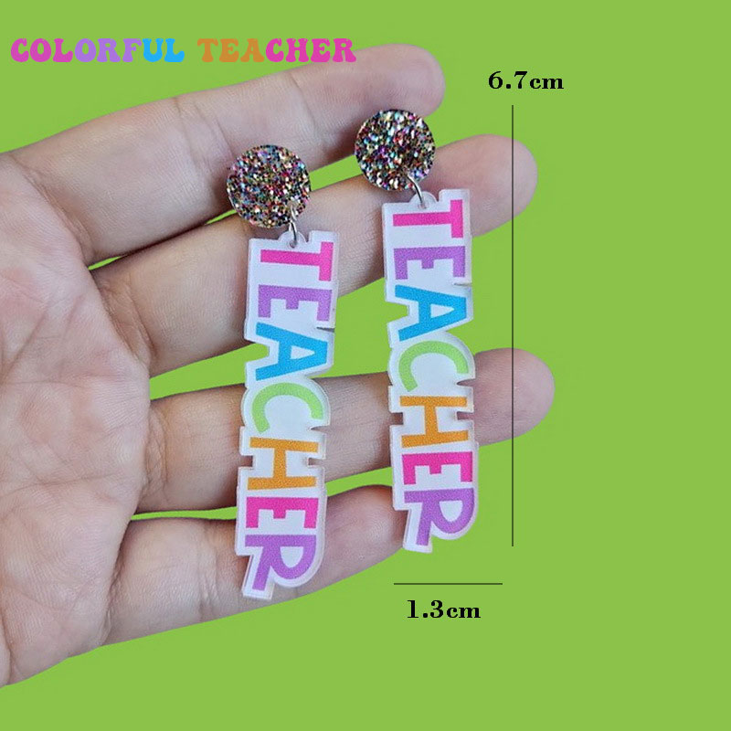 Colorful Teacher Life Flower Teacher Acrylic Earrings