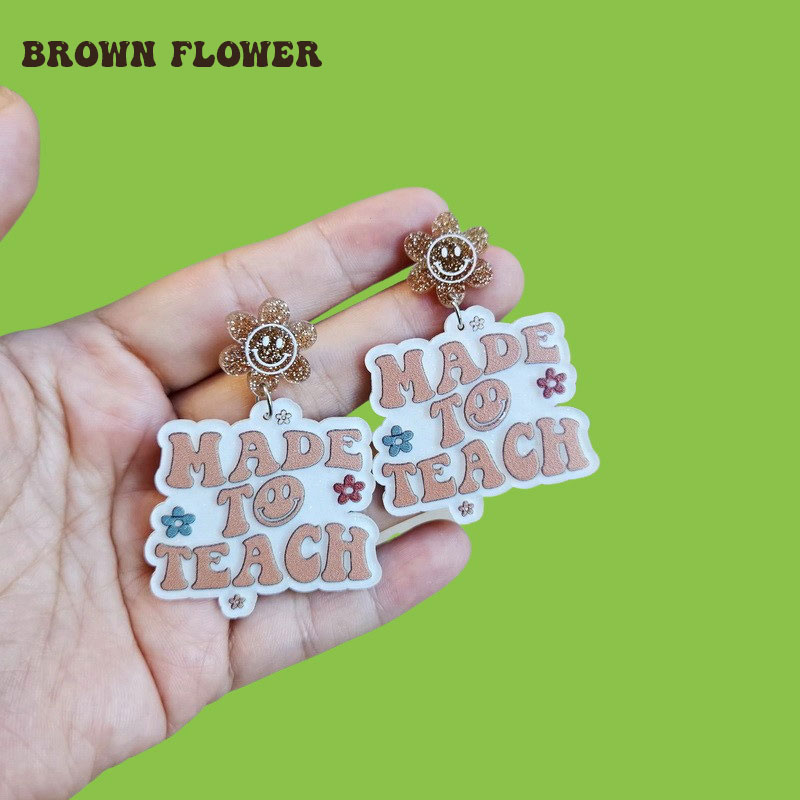 Colorful Teacher Life Flower Teacher Acrylic Earrings