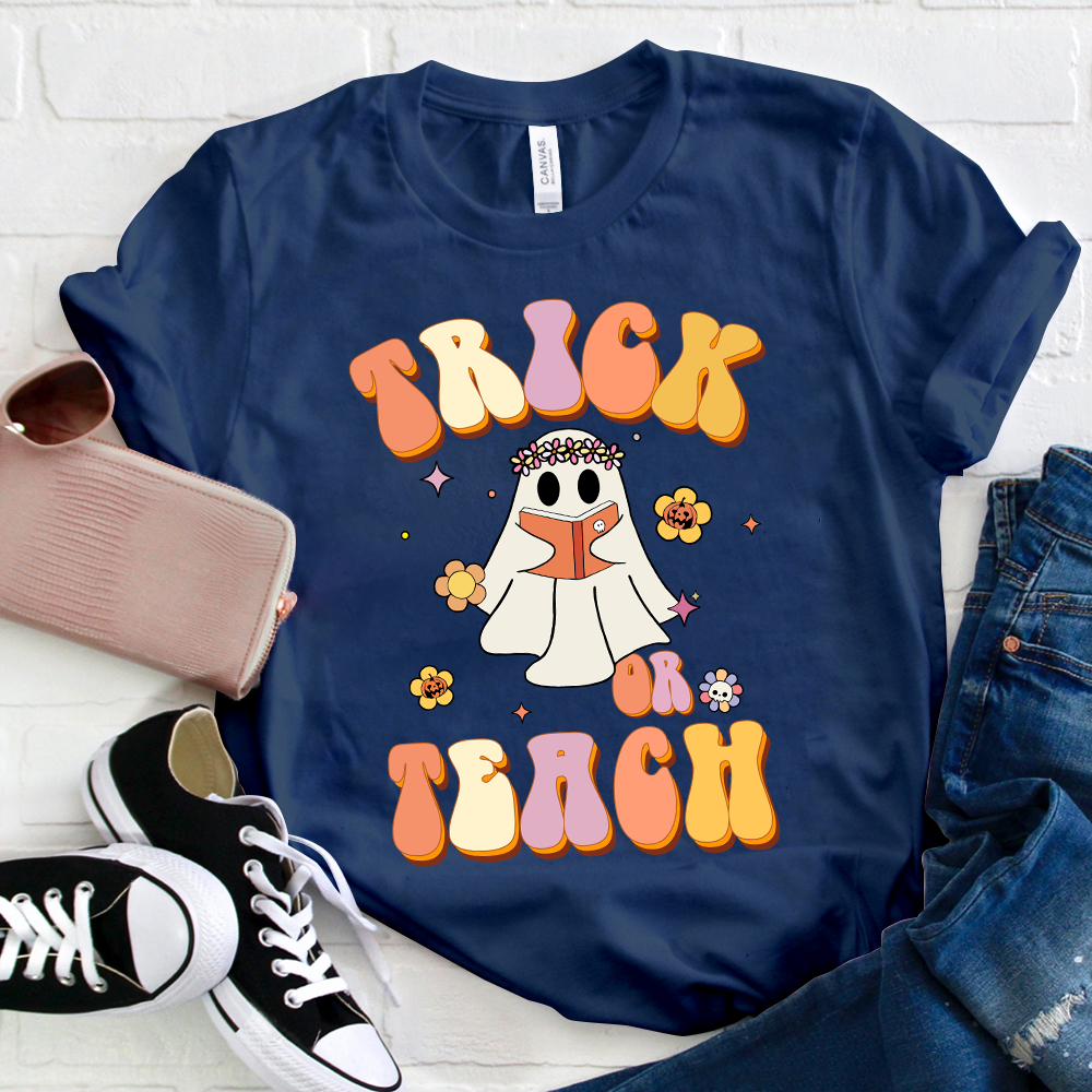 Trick Or Teach Ghost Reading T-Shirt
