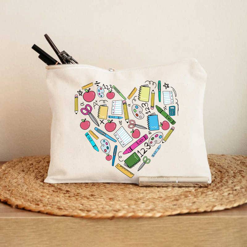 Teacher Heart Makeup Bag