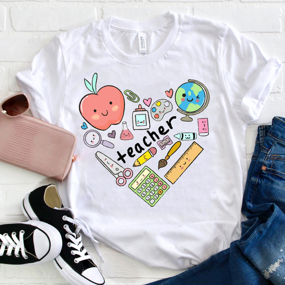 Cute Teacher Ruler Apple  T-Shirt