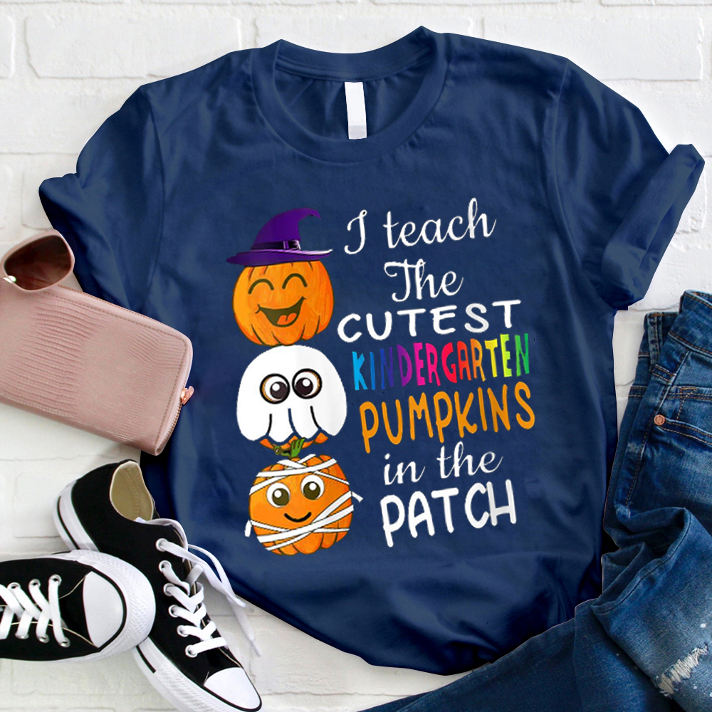 Personalized I Teach The Cutest Pumpkins In The Patch Witch Hat Teacher T-Shirt