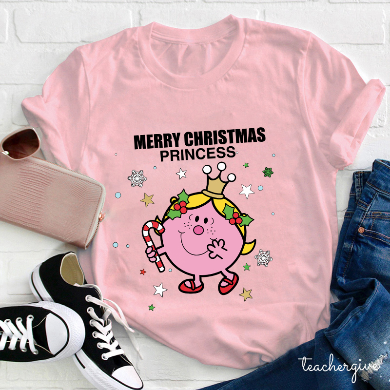 Little Miss Merry Christmas Princess Teacher T-Shirt