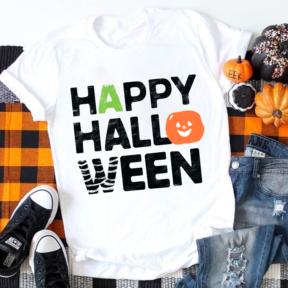 Smiling Pumpkin Happy Halloween T-Shirt