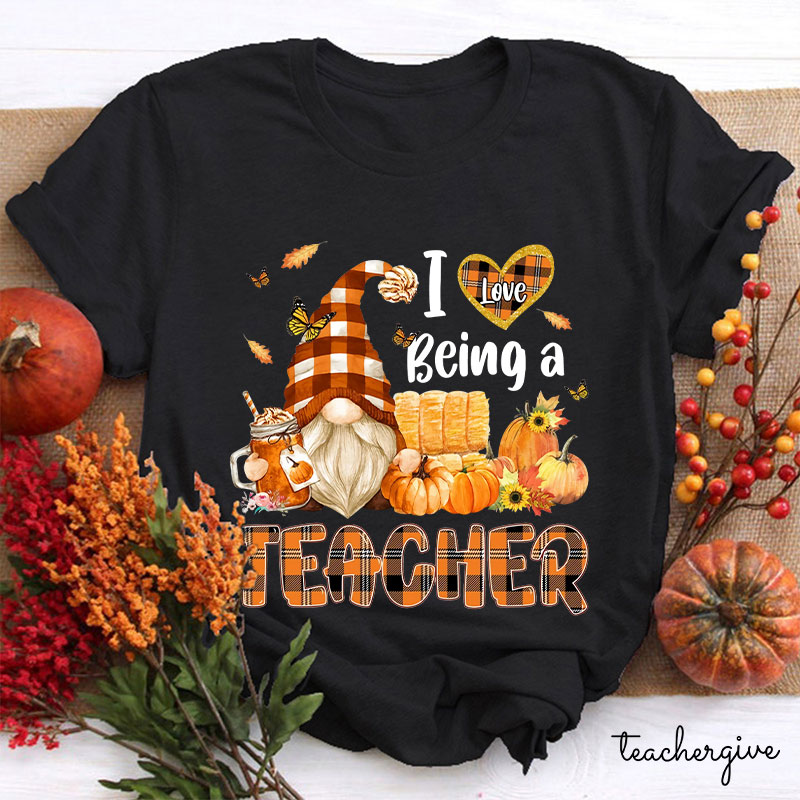 I Love Being A Teacher Gnomes Teacher T-Shirt