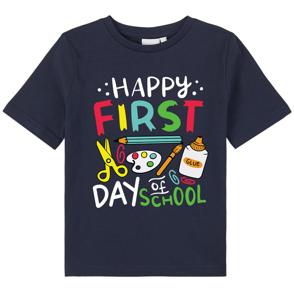Happy First Day Of School Pigment Kids T-Shirt