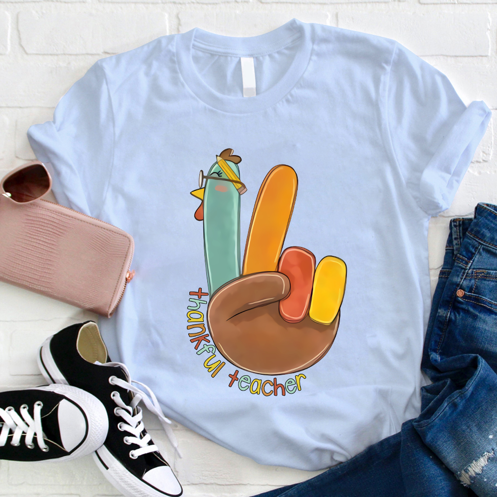 Funny Turkey Thankful Teacher T-Shirt