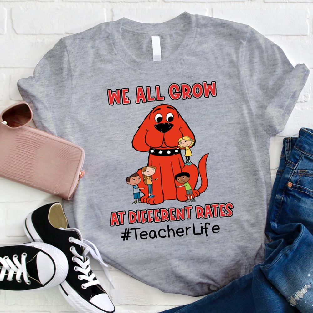 We All Grow At Different Rates The Big Red Dog Teacher T-Shirt