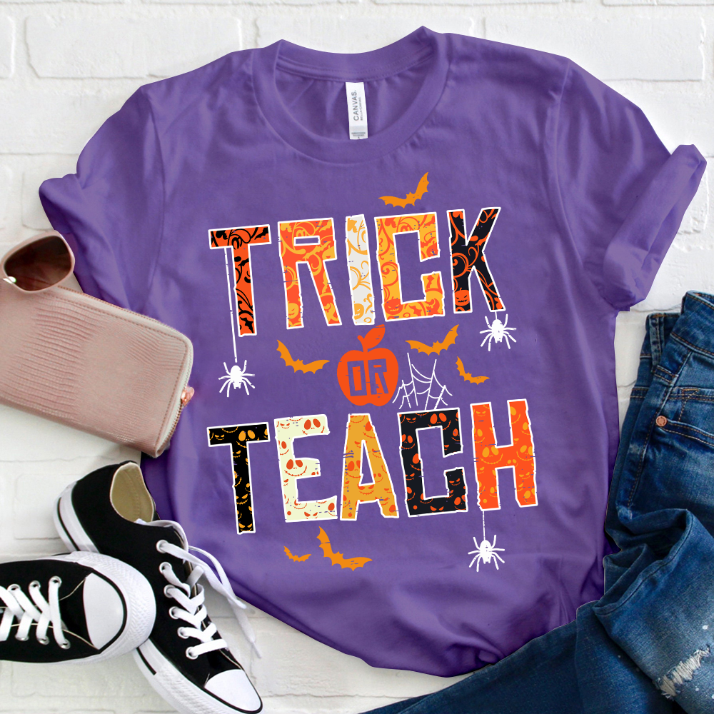 Trick Or Teach Funny Bats And Spiders T-Shirt