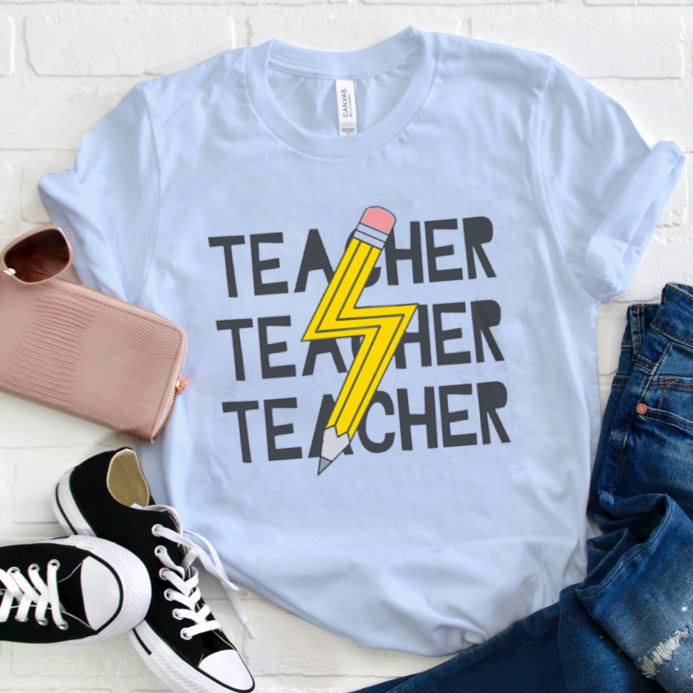 Teacher Pencil Lightning  T-Shirt