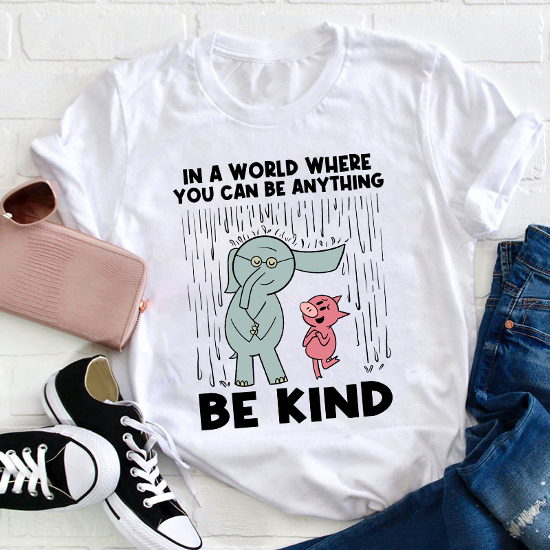 Be Kind In A World Where You Can Be Anything Teacher T-Shirt