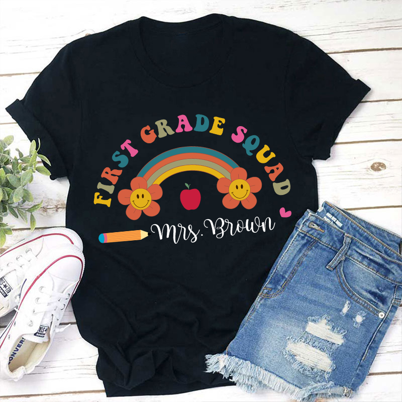 LatestPersonalized First Grade Squad T-Shirt for Sale-Teachersgram