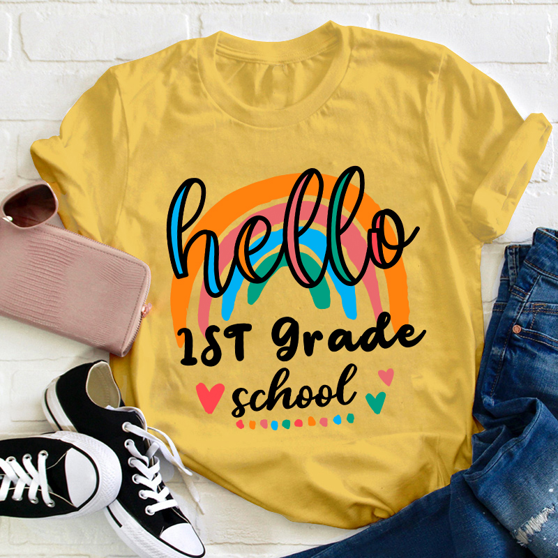 Personalized Colorful Rainbow Teacher T-Shirt