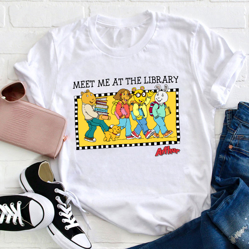 LatestMeet Me At The Library Teacher T-Shirt for Sale-Teachersgram