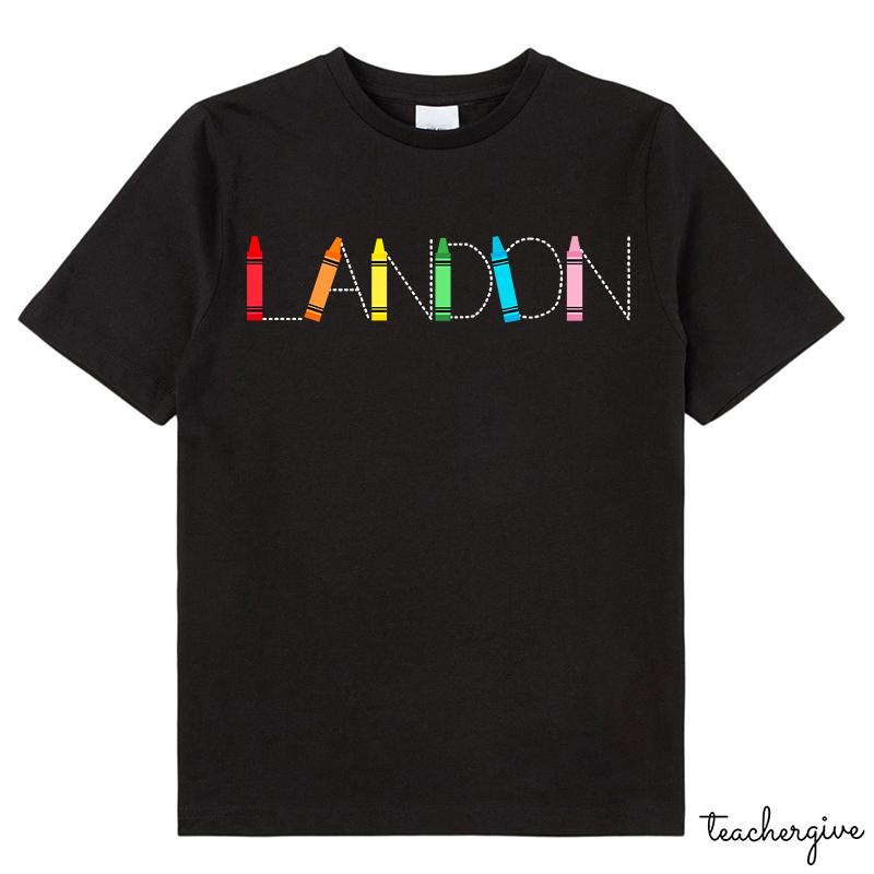 Personalized Name Crayons Letters Kids T-Shirt