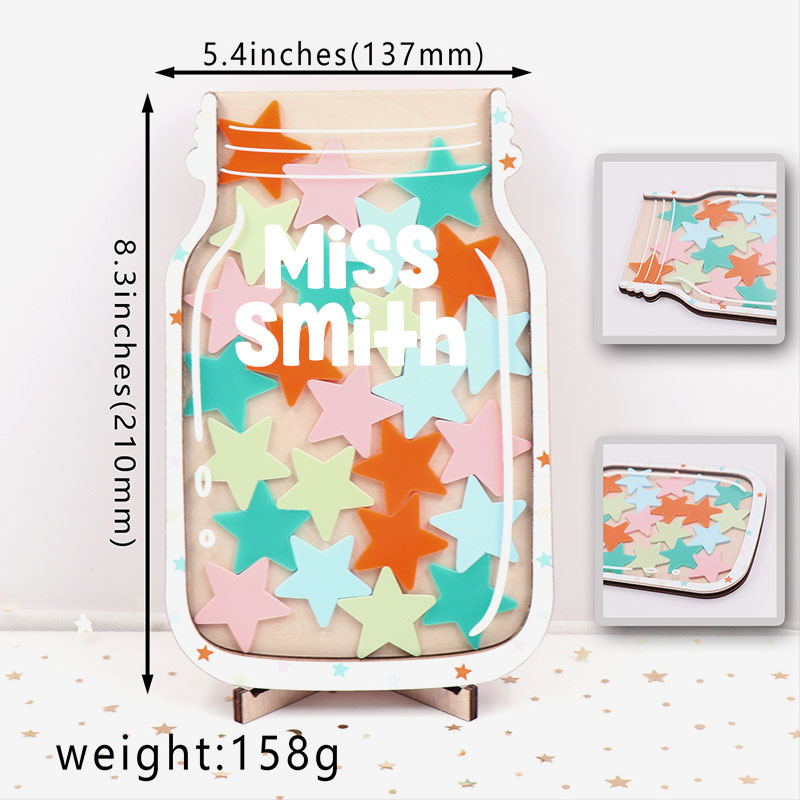 Personalized Fill The Jar With Colorful Little Stars Teacher Reward Jar