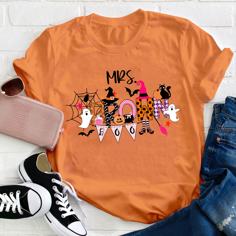 Personalized Name Happy Halloween Teacher T-Shirt