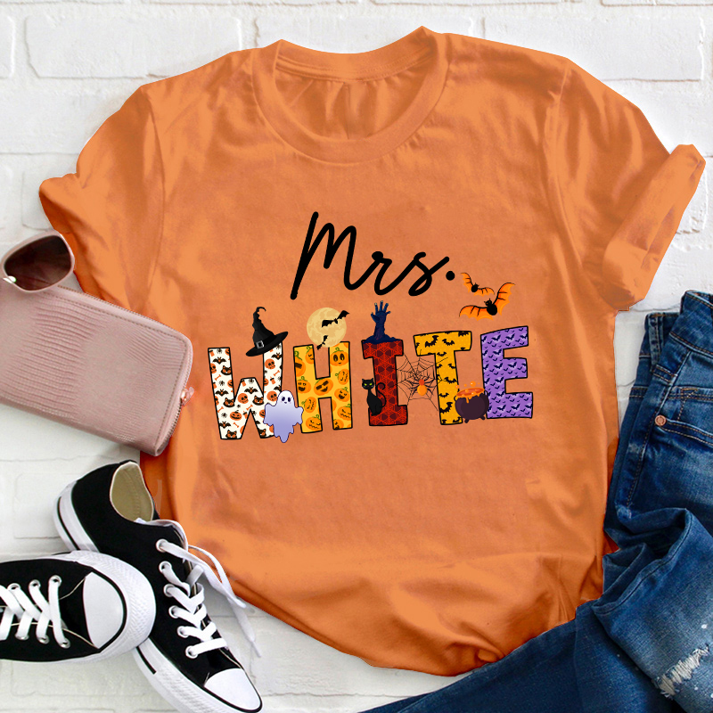 Personalized Name Happy Halloween Teacher T-Shirt