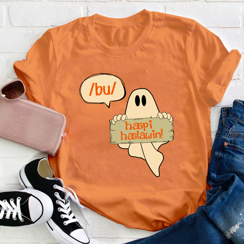 Boo Happy Halloween Teacher T-Shirt