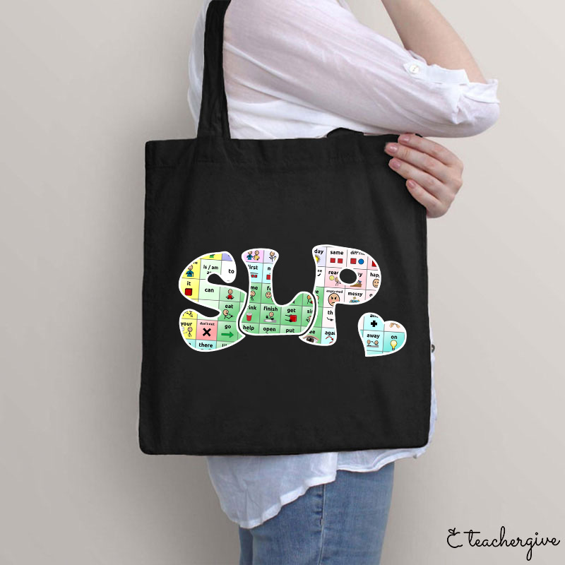 SLP Puzzle Small Heart Teacher Tote Bag