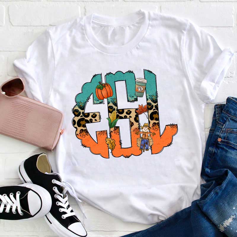 Personalized Halloween Letters Teacher T-Shirt