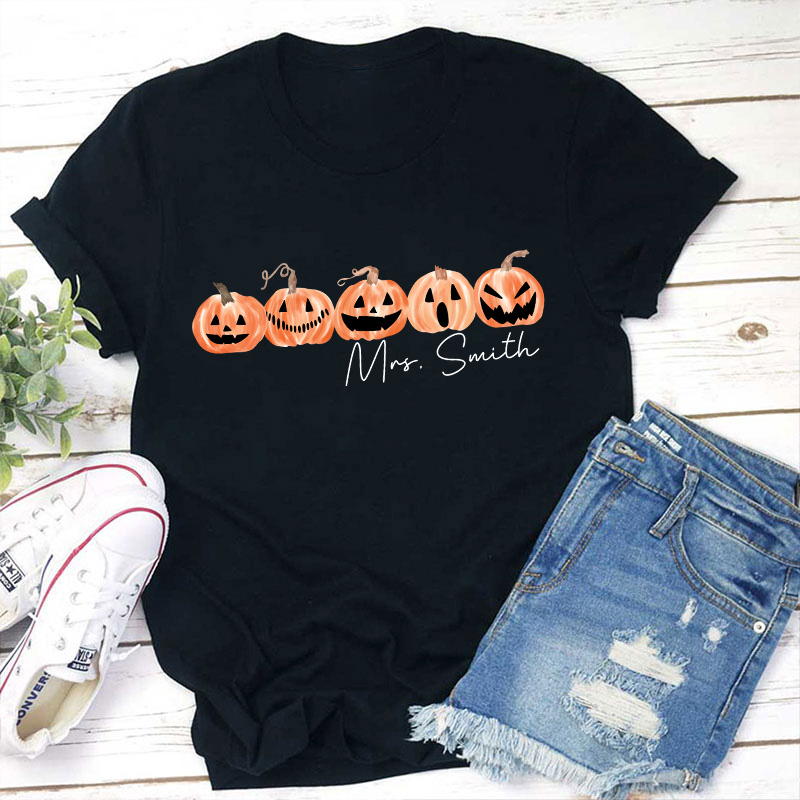 Personalized Name Happy Halloween Teacher T-Shirt