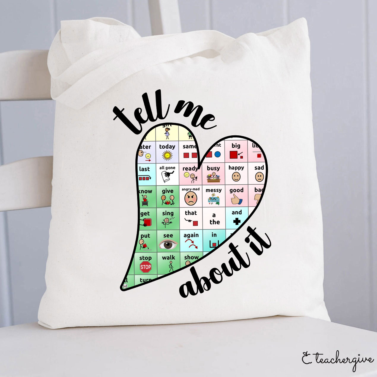 Tell Me About It Love Heart Teacher Tote Bag
